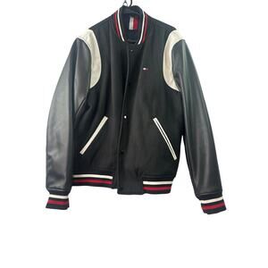 Tommy Hilfiger Men’s Mixed Media Varsity Bomber Jacket – Size L